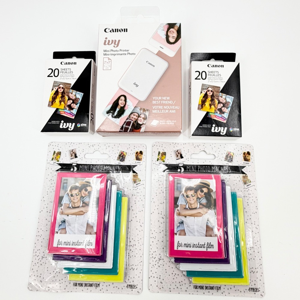 Canon IVY Mini Photo Printer Rose Gold NEW Sealed + 40 ZINK Sheets 10 Magnets